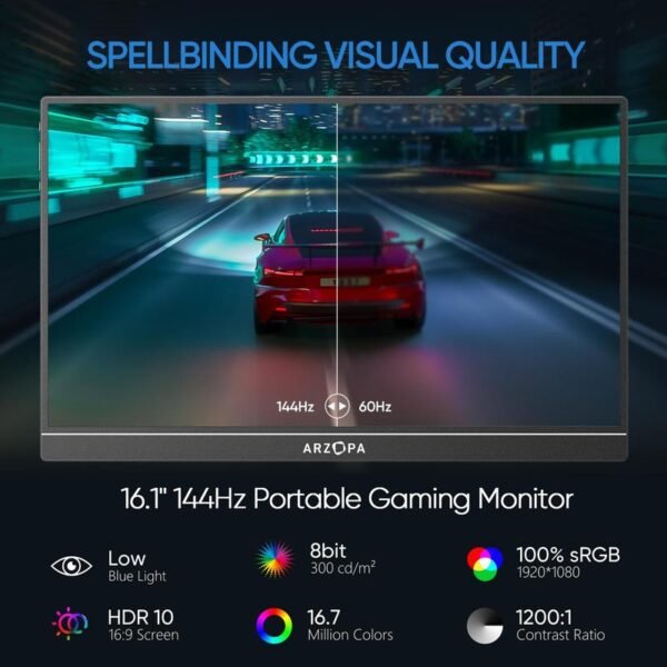 [Local Delivery] ARZOPA 16.1" Portable Monitor ?C 1080P FHD IPS 144Hz Display with HDMI/Type-C, Built-in Speakers & Smart Cover, Ideal for Laptop, PC, PS5 & Xbox - Image 7