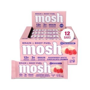 MOSH Holiday Variety Pack Keto & Vegan Protein Bars, High Fiber, Low Carb, Gluten Free, High Protein, Brain Healthy Snack with Ashwagandha, Lion's Mane, As Featured on Oprah's Favorite Things 2025, 12 Count